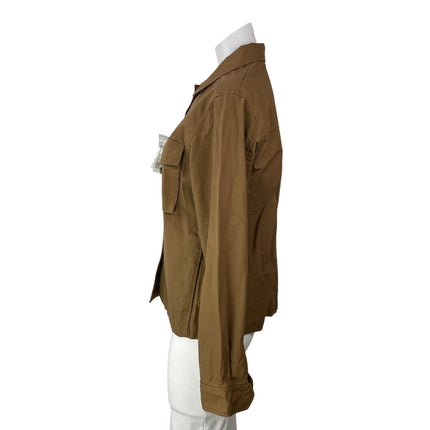 NEW Uniqlo Women's Tan Pocket Button Down Military Shirt Jacket Shacket Size S