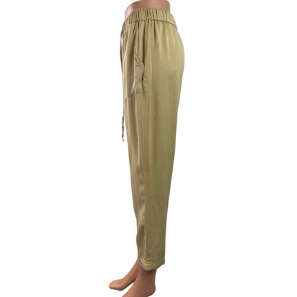 Zara Women's Beige High Waisted Button Fly Skinny Straight Leg Trousers Pants XS