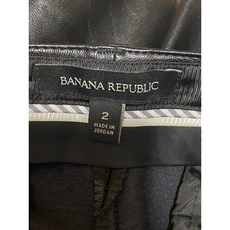 Banana Republic Womens Black Faux Leather Vegan Straight Trousers Pants Size 2