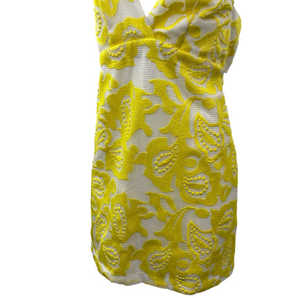 Anthropologie Maeve Yellow Paisley Lace Embroidered Cami Mini Sheath Dress Sz 0