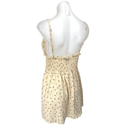 Princess Polly Cream Floral Sleeveless Cami Camisole Smocked Mini A-line Dress 4