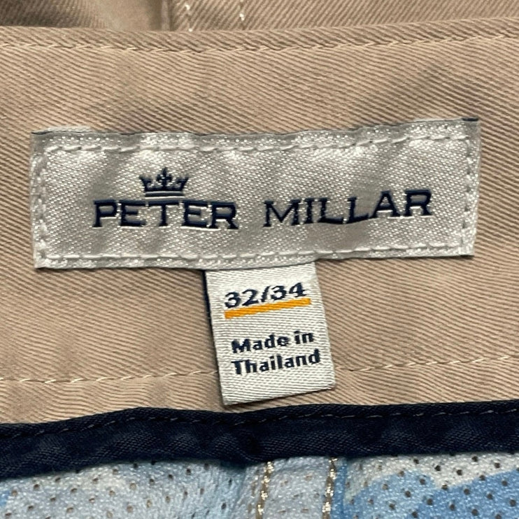 Peter Millar Men's Beige Tan Khaki Mid Rise Straight Trousers Pants Size 32x34