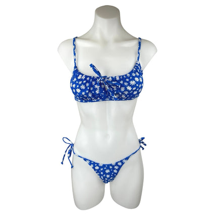 Xhilaration Blue Floral Two Piece Swim Beach Bikini Swimwear Swimsuit Set M/XS