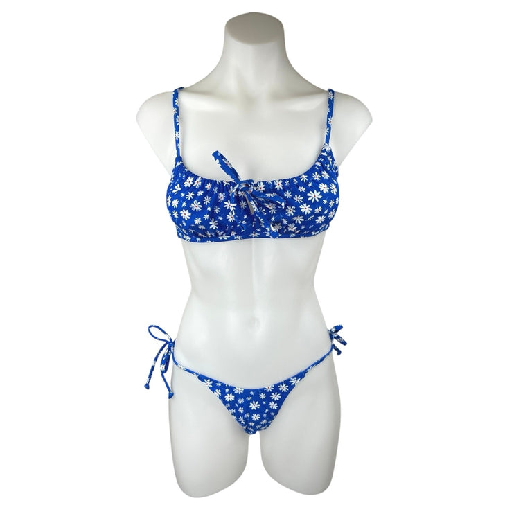 Xhilaration Blue Floral Two Piece Swim Beach Bikini Swimwear Swimsuit Set M/XS