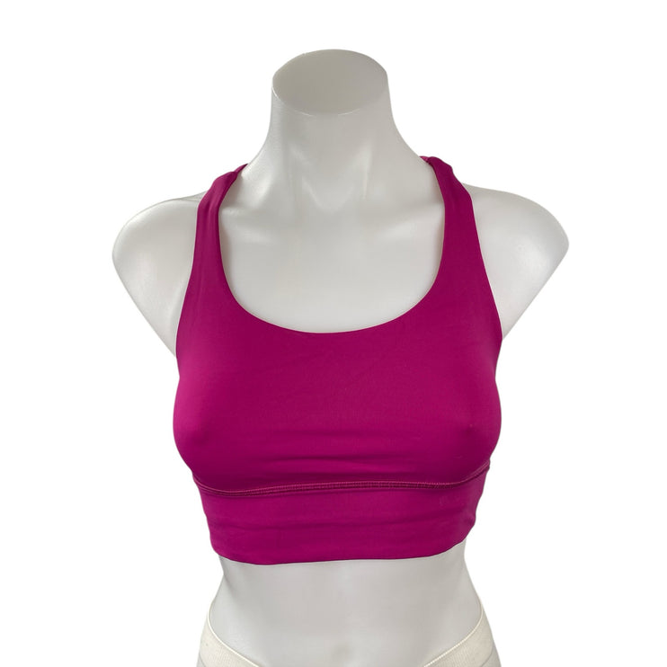 Lululemon Women's Pink Strappy Cross Yoga Athletic Sports Bra Crop Top Size 4
