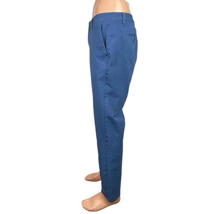 Bonobos Men's Blue Mid Rise Slim Tapered Ankle Chino Trousers Pants Size 33x32