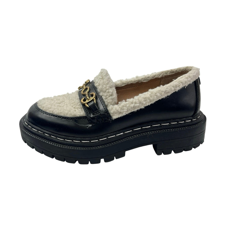 Circus By Sam Edelman Eileen Black Sherpa Slip On Chunky Platform Loafer Shoes 7