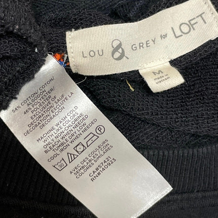 Lou & Gray LOFT Ski Terry Black Long Sleeves Embroidered Skier Sweatshirt Top M