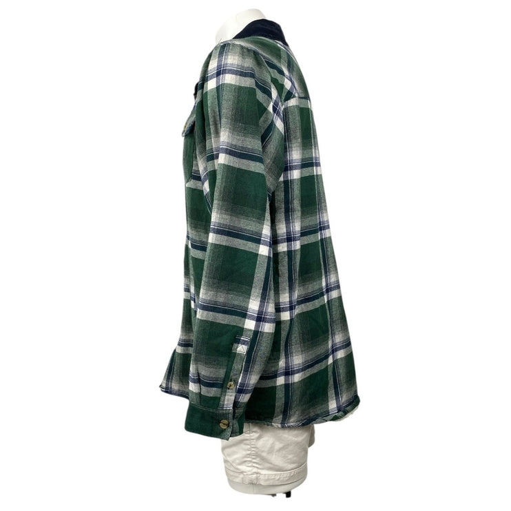 Buffalo David Bitton Green Long Sleeve Plaid Fleece Lined Button Shirt Jacket XL