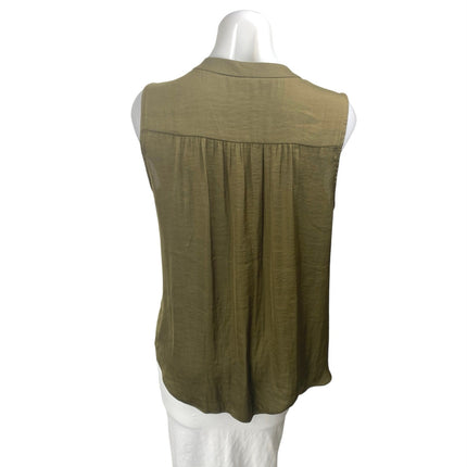 Vince Camuto Women's Olive Green Sleeveless V-neck Tank Blouse Shirt Top Size M
