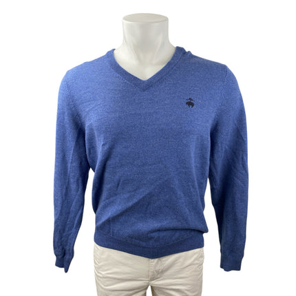 346 Brooks Brothers Men's Blue Wool Knit V Neck Long Sleeve Sweater Top Size M