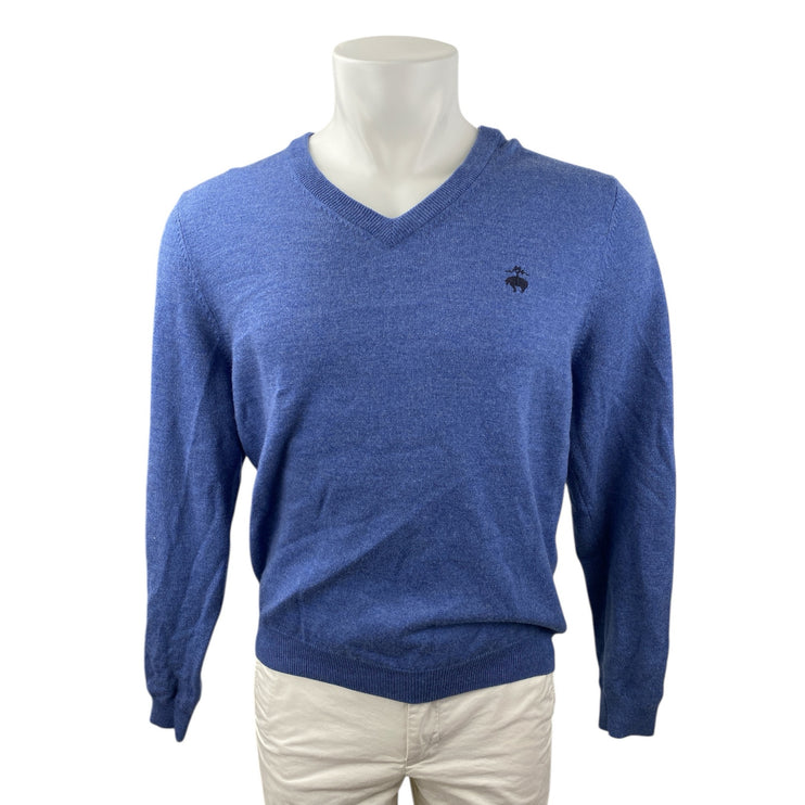 346 Brooks Brothers Men's Blue Wool Knit V Neck Long Sleeve Sweater Top Size M