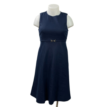 NEW J.Crew Womens Navy Blue Sleeveless Belted Midi Tank A-Line Dress Size 12P
