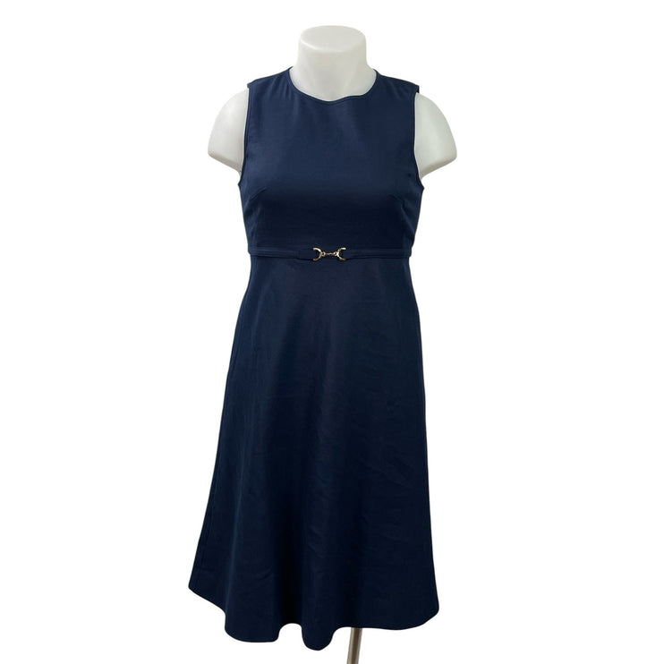 NEW J.Crew Womens Navy Blue Sleeveless Belted Midi Tank A-Line Dress Size 12P