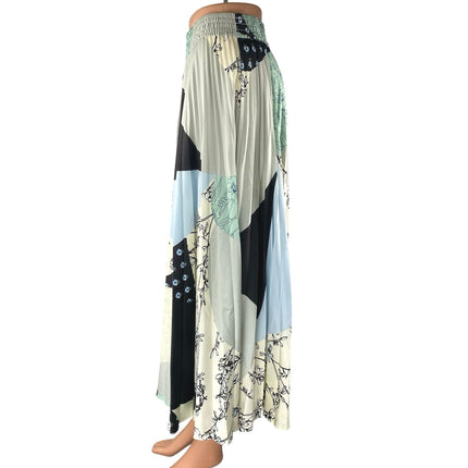 Club Monaco Multicolor Geometric Print Elastic Waist Pleated Maxi A-Line Skirt S