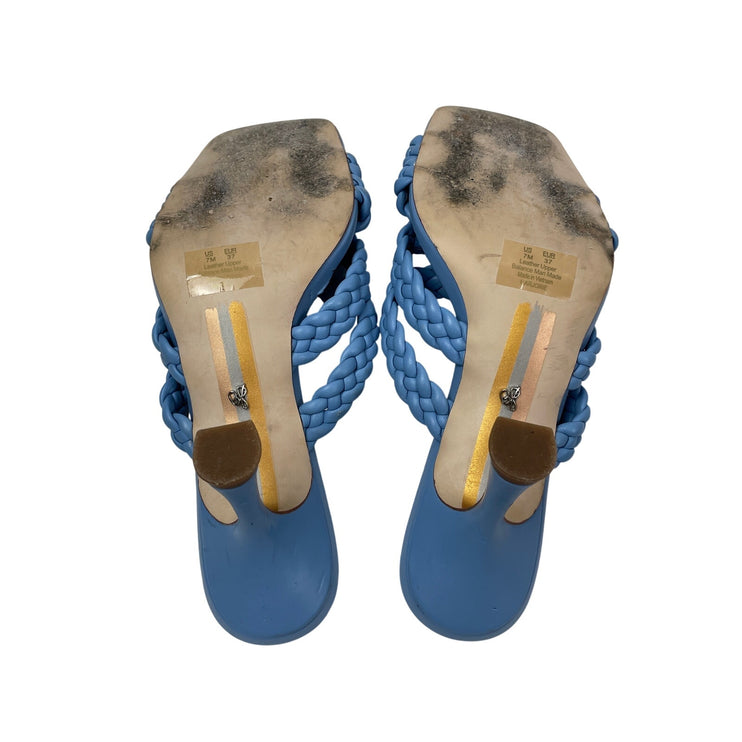Sam Edelman Marjorie Women's Blue Braided Square Toe Stiletto Heel Sandals 7