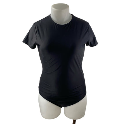 Abercrombie & Fitch Black Crew Neck Short Sleeve One Piece Bodysuit Top Size XL