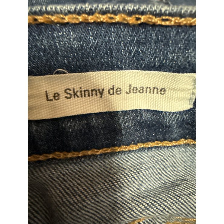 Frame Le Skinny De Jeanne Women's Blue Distressed Low Rise Denim Jeans Size 26
