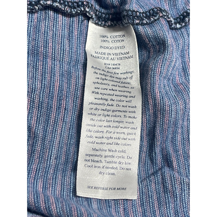 Faherty Men's Blue Striped Short Sleeve Crew Neck Pocket T Shirt Tee Top Size XL