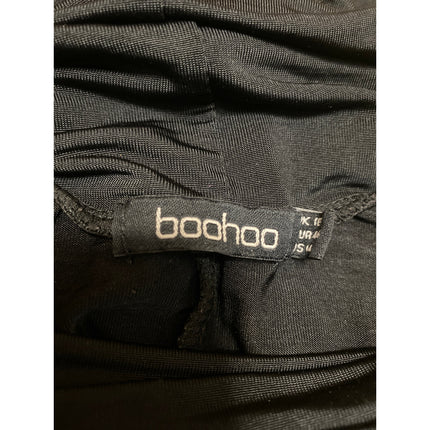 Boohoo Women's Black Long Sleeve Mock Neck Padded Shift Mini Dress Size 18