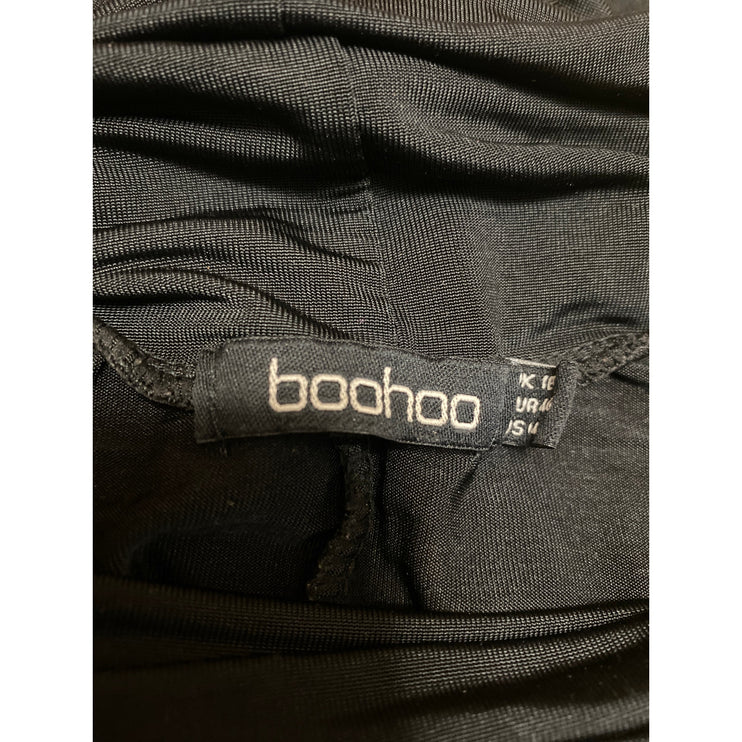 Boohoo Women's Black Long Sleeve Mock Neck Padded Shift Mini Dress Size 18