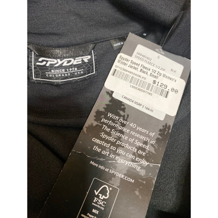 NEW Spyder Speed Fleece Women's Black 1/2 Zip Collared Long Sleeve Jacket Top S