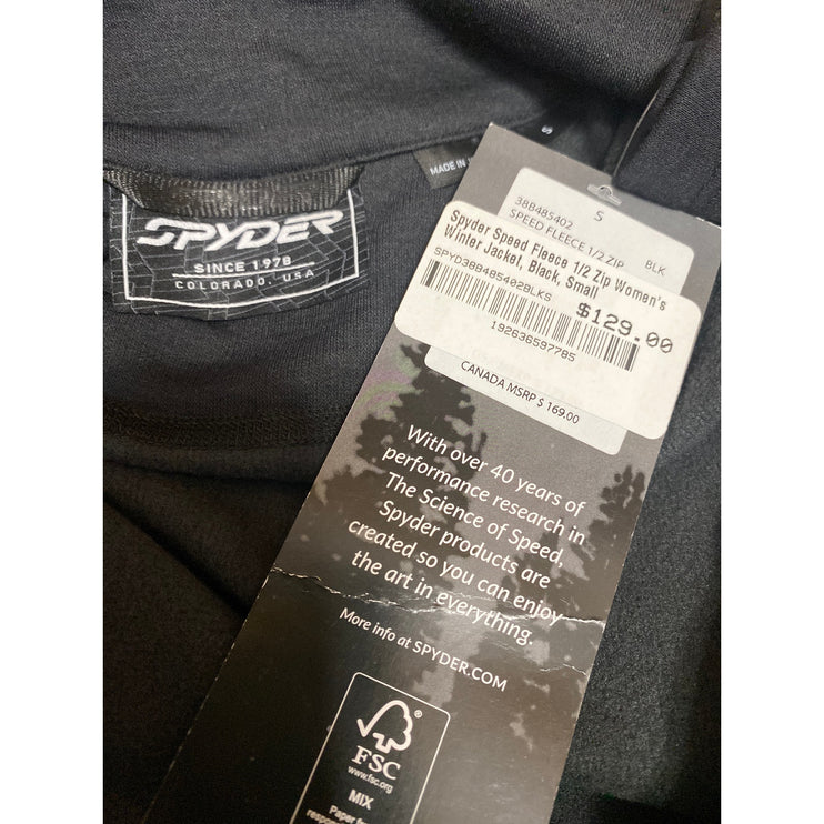 NEW Spyder Speed Fleece Women's Black 1/2 Zip Collared Long Sleeve Jacket Top S