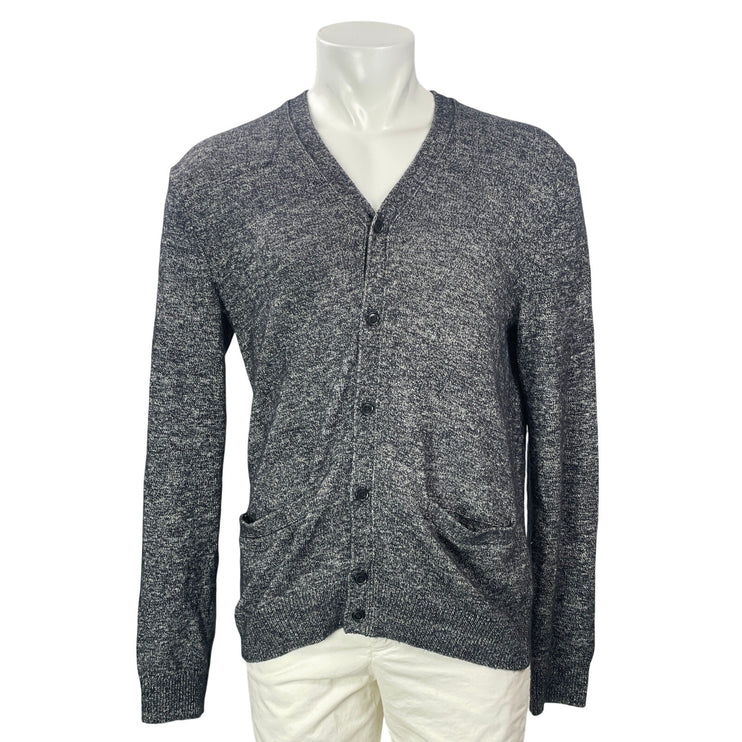 Gap Men's Heather Black Knit Button Down Pocket Long Sleeve Cardigan Sweater M