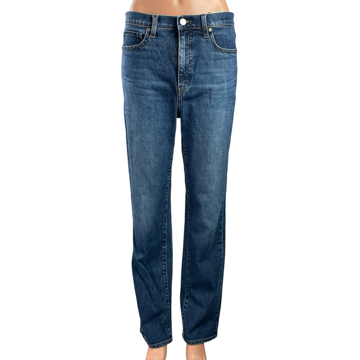 Uniqlo Womens Blue Medium Wash Mid Rise Straight Leg Denim Jeans Pants Size 28