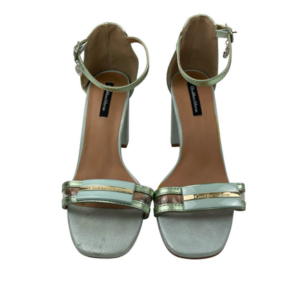 Gian Marco Venturi Women Green Square Toe Ankle Strap Block Heels Sandal Sz 8.5