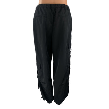 Zara Women's Black High Waisted Utility Cargo Parachute Trousers Pants Size S
