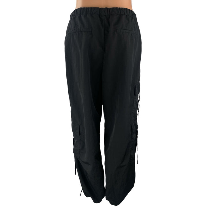 Zara Women's Black High Waisted Utility Cargo Parachute Trousers Pants Size S