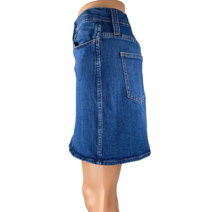 Madewell Women's Blue Button Up Medium Wash Pencil Denim Jean Skirt Size 27