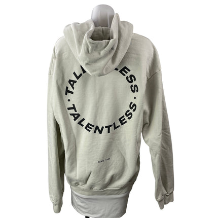 Talentless Women's Cream Long Sleeves Logo Pocket Hoodie Hooded Sweatshirt Sz L