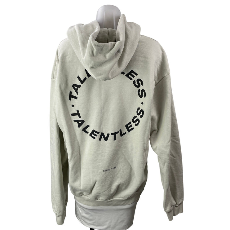Talentless Women's Cream Long Sleeves Logo Pocket Hoodie Hooded Sweatshirt Sz L