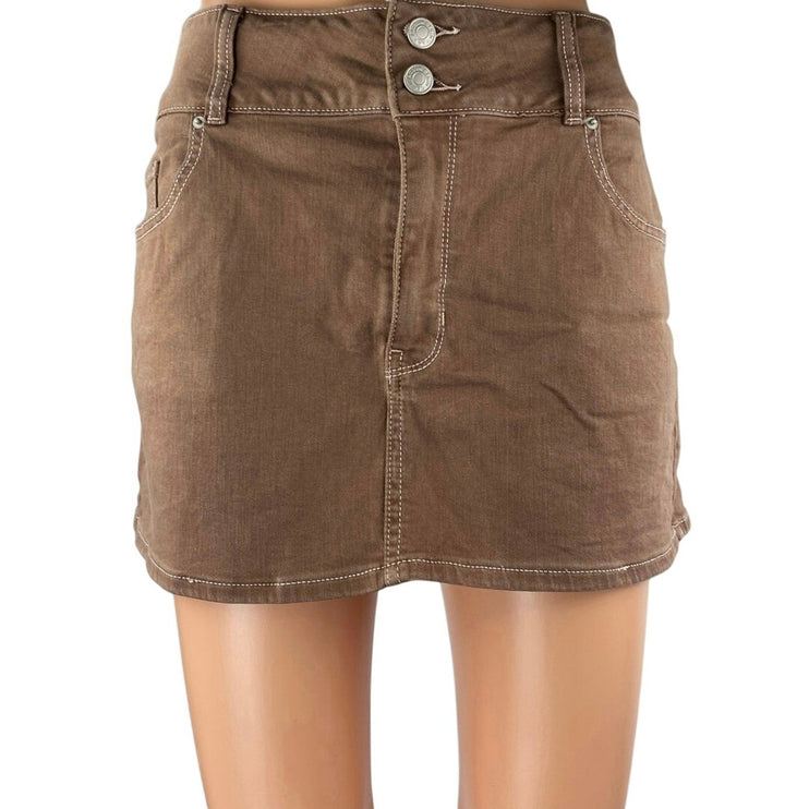 Pacsun Women's Brown High Waisted Straight Pencil Denim Jean Skirt Size 29