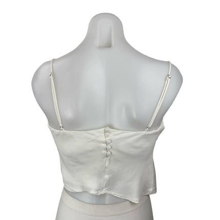 Zara Women's White Satin Sleeveless Cowl  Neck Crop Cami Camisole Tank Top Sz XS