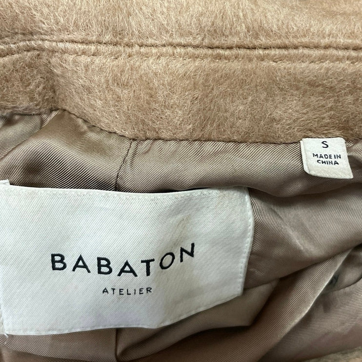 Aritzia Babaton Tan Wool Blend Fleece Long Sleeves One Button Overcoat Jacket S