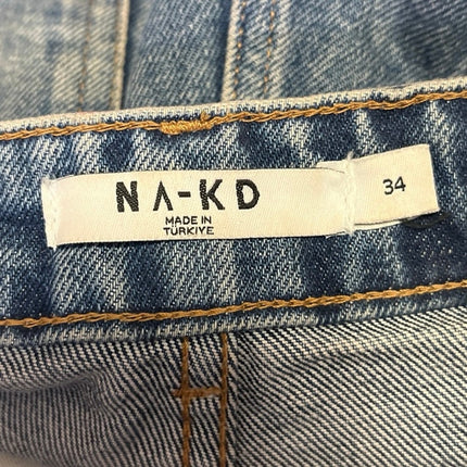 NA-KD Women's Blue High Waisted Medium Wash Casual Straight Denim Jeans Size 34