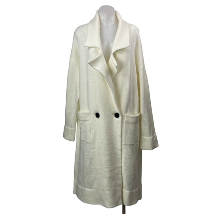 Show Me Your Mumu Melrose Women's White Long Sleeves Knit Sweater Coat Jacket L