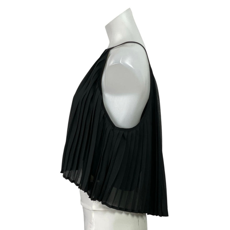 Mia Women's Black Pleated Sleeveless Halter Neck Crop Cami Camisole Tank Top 10