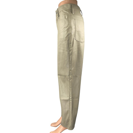 Madewell Perfect Vintage Cream Faux Leather High Rise Straight Trousers Pants 27