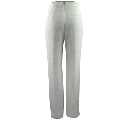 Kookai Oyster Tailored Women White High Rise Straight Leg Trousers Pants Size 34