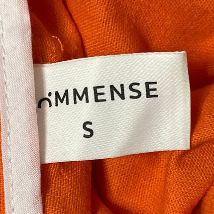 Commense Orange Coral Linen High Rise Pleated Wide Leg Baggy Trousers Pants S
