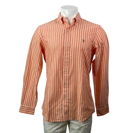 NEW Polo Ralph Lauren Orange White Long Sleeves Striped Button Down Shirt Top M
