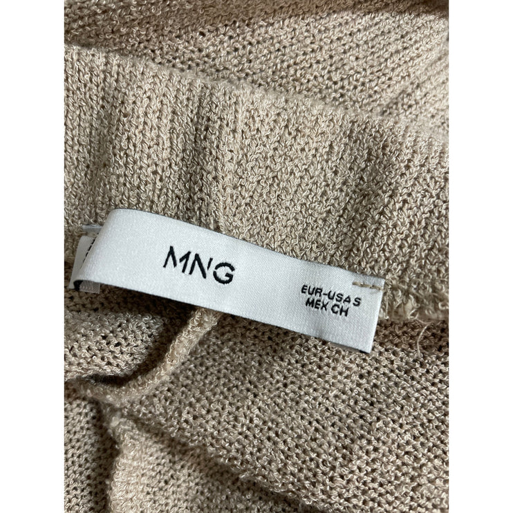 MNG Mango Beige Knit Sleeveless Button Up V Neck Wide Leg Pants 2 Pc Set Size S