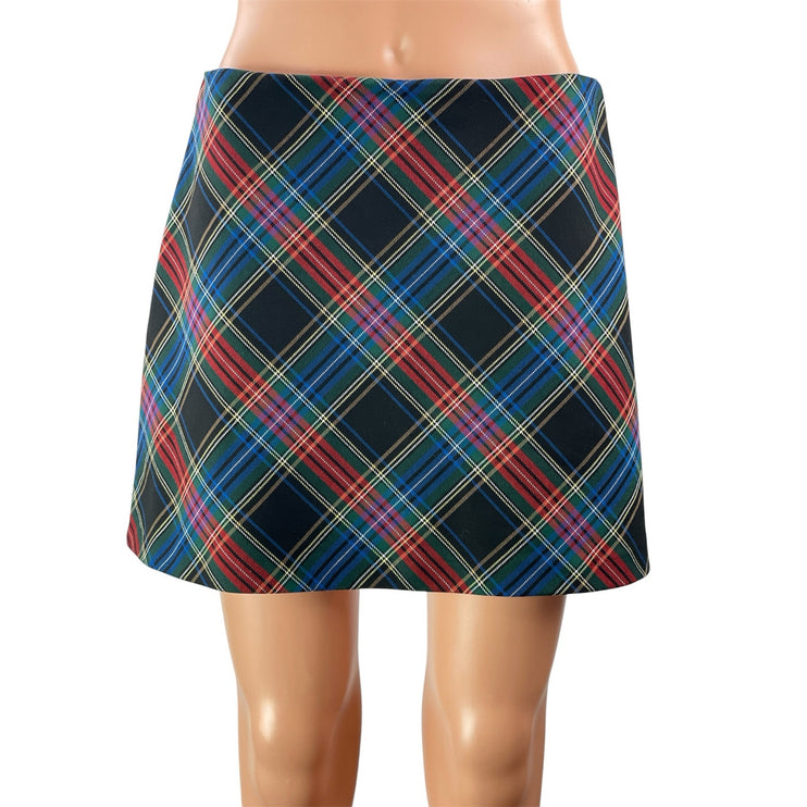 Zara Women's Multicolor High Waisted Plaid Tartan Check A-line Mini Skirts Sz M