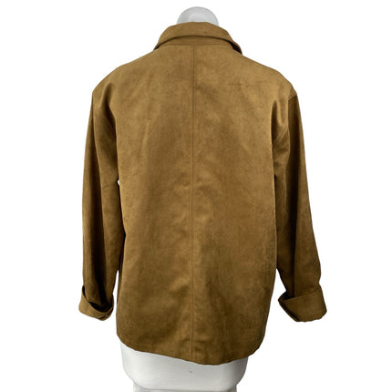 H&M Divided Womens Brown Faux Suede Long Sleeve Button Up Shaket Shirt Jacket M