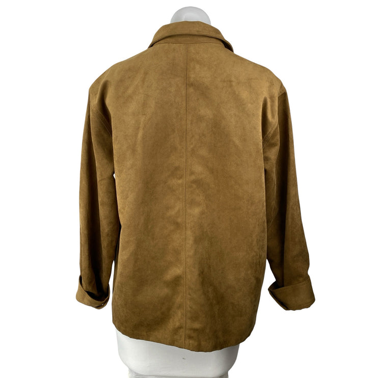 H&M Divided Womens Brown Faux Suede Long Sleeve Button Up Shaket Shirt Jacket M