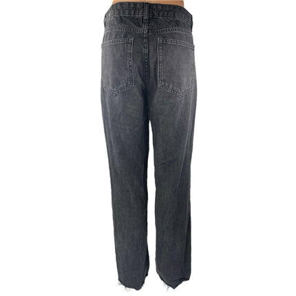 MNG Mango Womens Black High Waisted Straight Wide Leg Denim Jeans Panrs Size 8